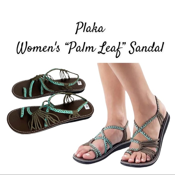 NWOT Plaka Women's “Palm Leaf”  Sandal - Picture 1 of 12